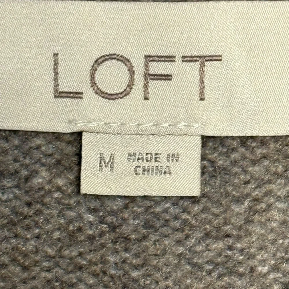 Loft Tan Knit Duster Long Open‎ Front Cardigan Sweater Pockets Size M Minimalist